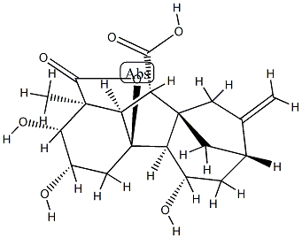 2β,3β,4aα,5β-Tetrahydroxy-1β-methyl-8-methylenegibbane-1α,10β-dicarboxylic acid 1,4a-lactone 结构式