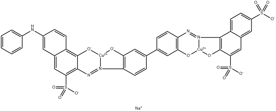 Cuprate(3-), .mu.-4-3,3-di(hydroxy-.kappa.O)-4-1-(hydroxy-.kappa.O)-6-(phenylamino)-3-sulfo-2-naphthalenylazo-.kappa.N11,1-biphenyl-4-ylazo-.kappa.N1-3-(hydroxy-.kappa.O)-2,7-naphthalenedisulfonato(7-)di-, trisodium Structure