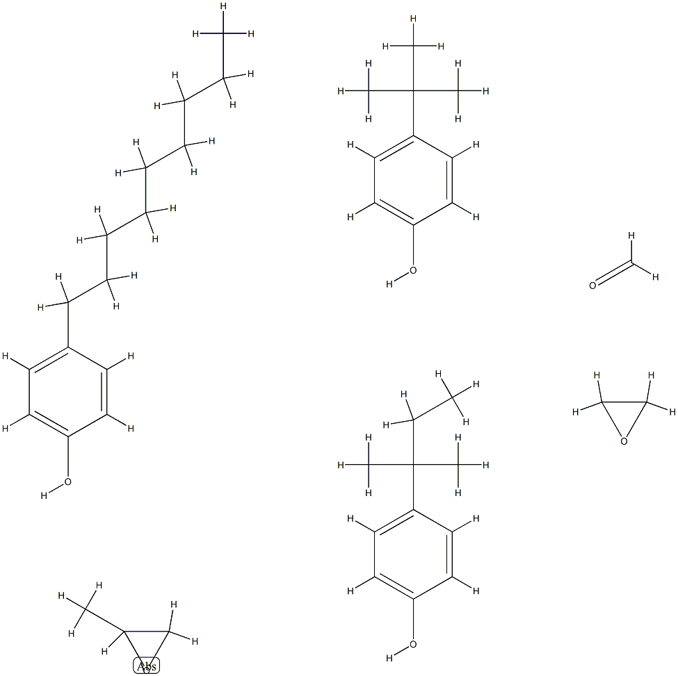 Formaldehyde, polymer with 4-(1,1-dimethylethyl)phenol, 4-(1,1-dimethylpropyl)phenol, methyloxirane, 4-nonylphenol and oxirane 结构式