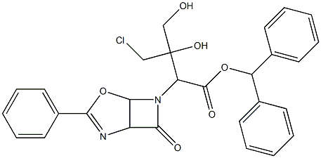 α-[2-Chloro-1-hydroxy-1-(hydroxyMethyl)ethyl]-7-oxo-3-phenyl-4-oxa-2,6-diazabicyclo[3.2.0]hept-2-ene-6-acetic Acid DiphenylMethyl Ester, 68313-69-9, 结构式