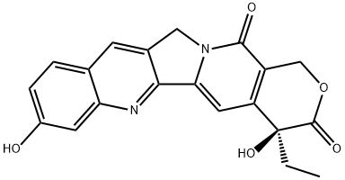 (4S)-4-エチル-4β,8-ジヒドロキシ-1H-ピラノ[3',4':6,7]インドリジノ[1,2-b]キノリン-3,14(4H,12H)-ジオン 化学構造式
