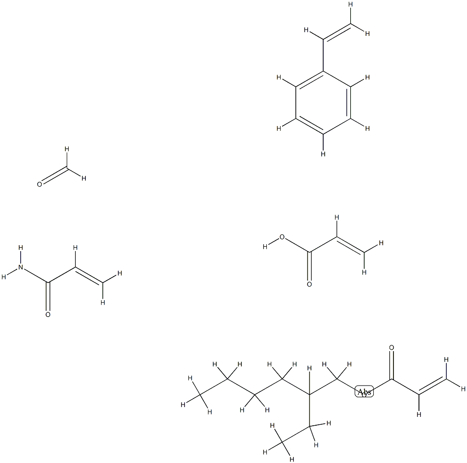 2-Propenoic acid, polymer with ethenylbenzene, 2-ethylhexyl 2-propenoate and 2-propenamide, reaction products with formaldehyde, butylated 结构式