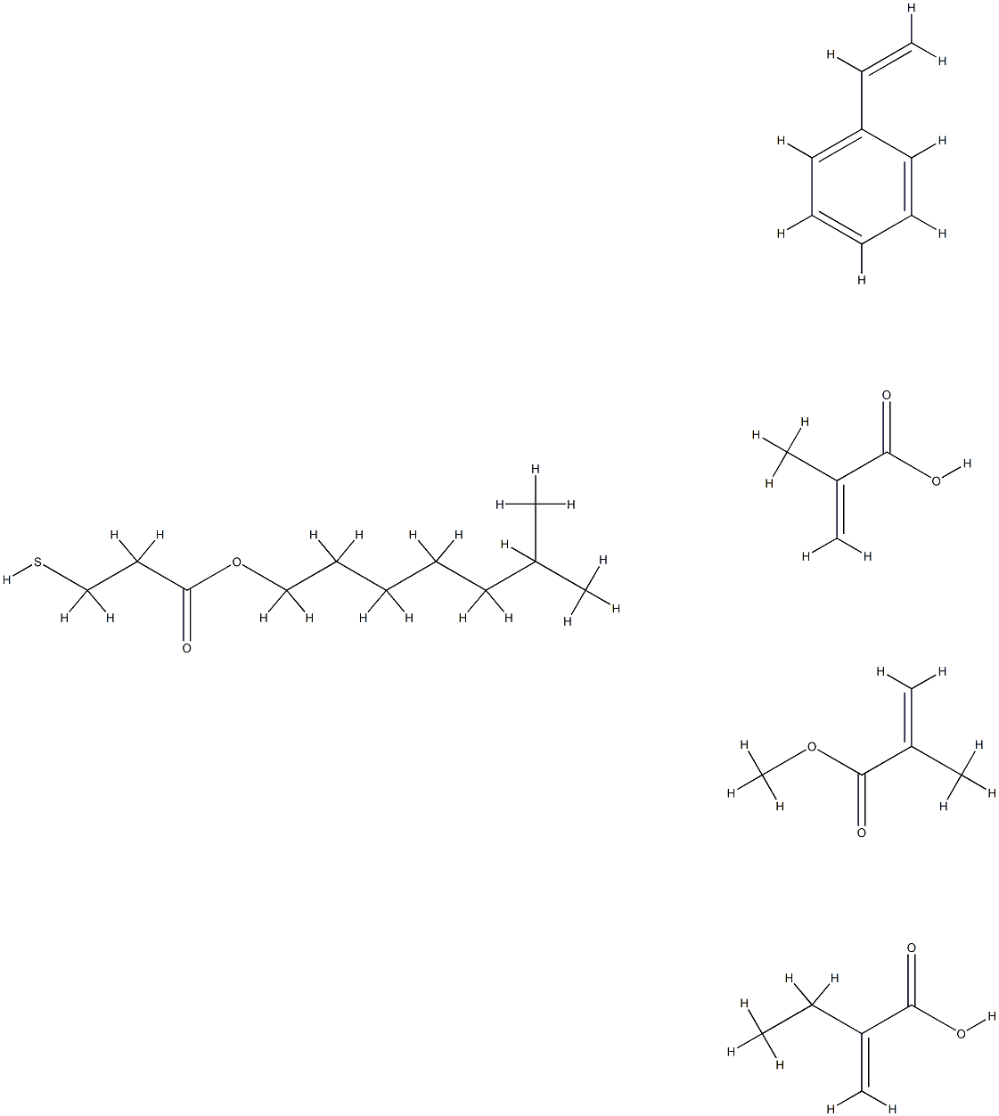 2-Propenoic acid, 2-methyl-, telomer with ethenylbenzene, ethyl 2-propenoate, isooctyl 3-mercaptopropanoate and methyl 2-methyl-2-propenoate 结构式