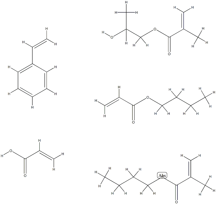 2-Propenoic acid, 2-methyl-, butyl ester, polymer with butyl 2-propenoate, ethenylbenzene, 1,2-propanediol mono(2-methyl-2-propenoate) and 2-propenoic acid|2-甲基-2-丙烯酸丁酯与2-丙烯酸丁酯、乙烯苯、单(2-甲基-2-丙烯酸)1,2-丙二醇酯和2-丙烯酸的聚合物