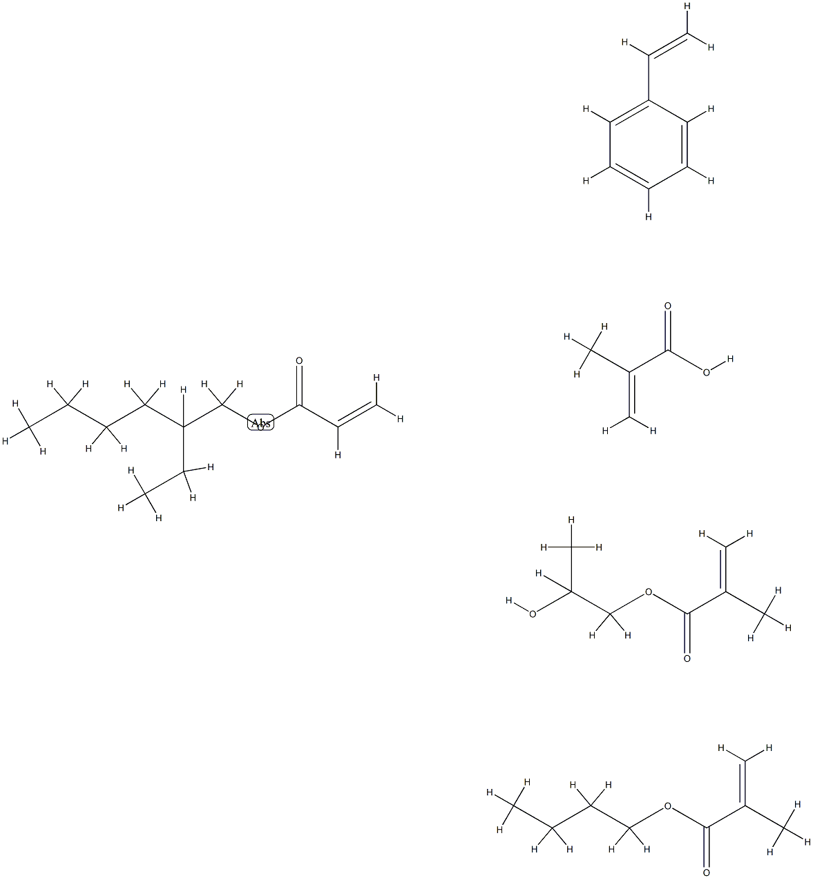 2-Propenoic acid, 2-methyl-, polymer with butyl 2-methyl-2-propenoate, ethenylbenzene, 2-ethylhexyl 2-propenoate and 1,2-propanediol mono(2-methyl-2-propenoate)|