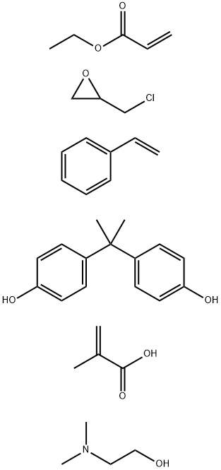 2-Propenoic acid, 2-methl-, polymer with (chloromethyl)oxirane, ethenylbenzene, ethyl 2-propenoate and 4,4'-(1-methylethylidene)-bis (phenol), compd with 2-(dimethylamino) ethanol Structure