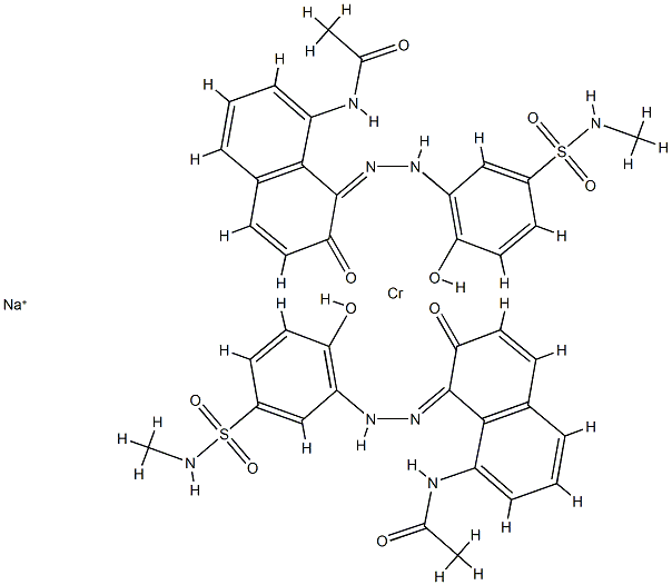 双[N-[7-羟基-8-[[2-羟基-5-[(甲氨基磺酰基)]苯基]偶氮]-1-萘基]乙酰氨基]合铬酸钠, 68966-87-0, 结构式