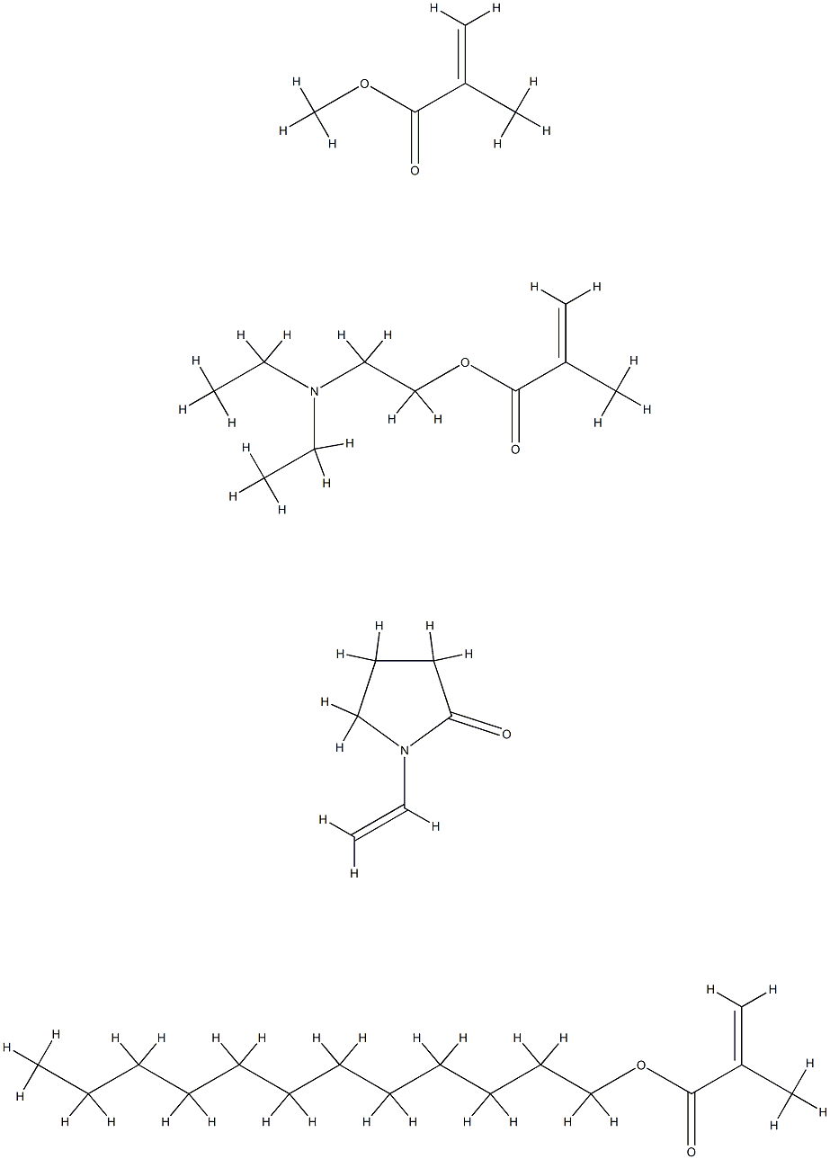 2-Propenoic acid, 2-methyl-, 2-(diethylamino)ethyl ester, polymer with dodecyl 2-methyl-2-propenoate, 1-ethenyl-2-pyrrolidinone and methyl 2-methyl-2-propenoate 结构式