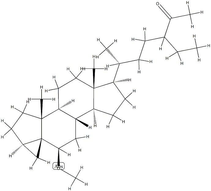 (24ξ)-6β-Methoxy-3α,5-cyclo-27-nor-5α-stigmastan-25-one 结构式