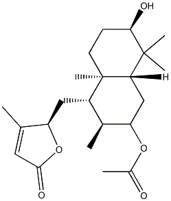 (S)-5-[[(1S,4aα)-3α-Acetoxydecahydro-6α-hydroxy-2α,5,5,8aβ-tetramethylnaphthalen-1β-yl]methyl]-4-methylfuran-2(5H)-one Structure