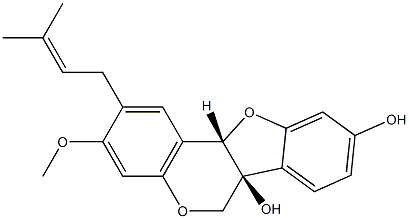 (6aS,11aS)-3-Methoxy-2-(3-methyl-2-butenyl)-6H-benzofuro[3,2-c][1]benzopyran-6a(11aH),9-diol Structure