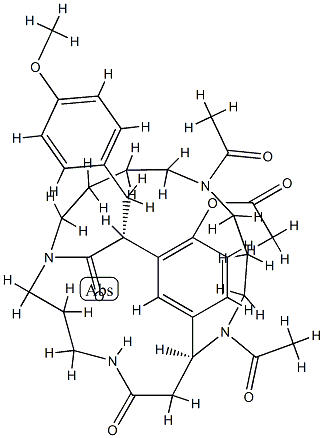 (11S,17R)-6,10-Diacetyl-15-acetyloxy-17-[(4-methoxyphenyl)methyl]-1,6,10,22-tetraazatricyclo[9.7.6.112,16]pentacosa-12,14,16(25)-triene-18,23-dione 结构式