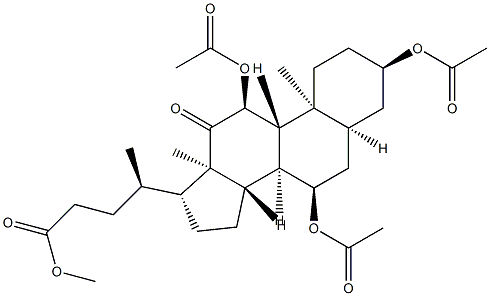 3α,7α,11α-Tris(acetyloxy)-12-oxo-5β-cholan-24-oic acid methyl ester 结构式