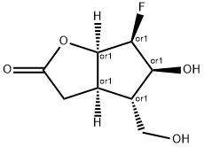 2H-Cyclopenta[b]furan-2-one,6-fluorohexahydro-5-hydroxy-4-(hydroxymethyl)-,(3a-alpha-,4-alpha-,5-bta-,6-bta-,6a-alpha-)-(9CI) 结构式