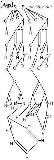 [3-[(4,5-二氢-3-甲基-5-氧代-1-苯基-1H-吡唑-4-基)偶氮]-2-羟基-5-硝基苯磺酸根合(3-)][2-羟基-3-[(2-羟基-1-萘基)偶氮]-5-硝基苯磺酸根合(3-)]铬酸(3-)三钠 结构式