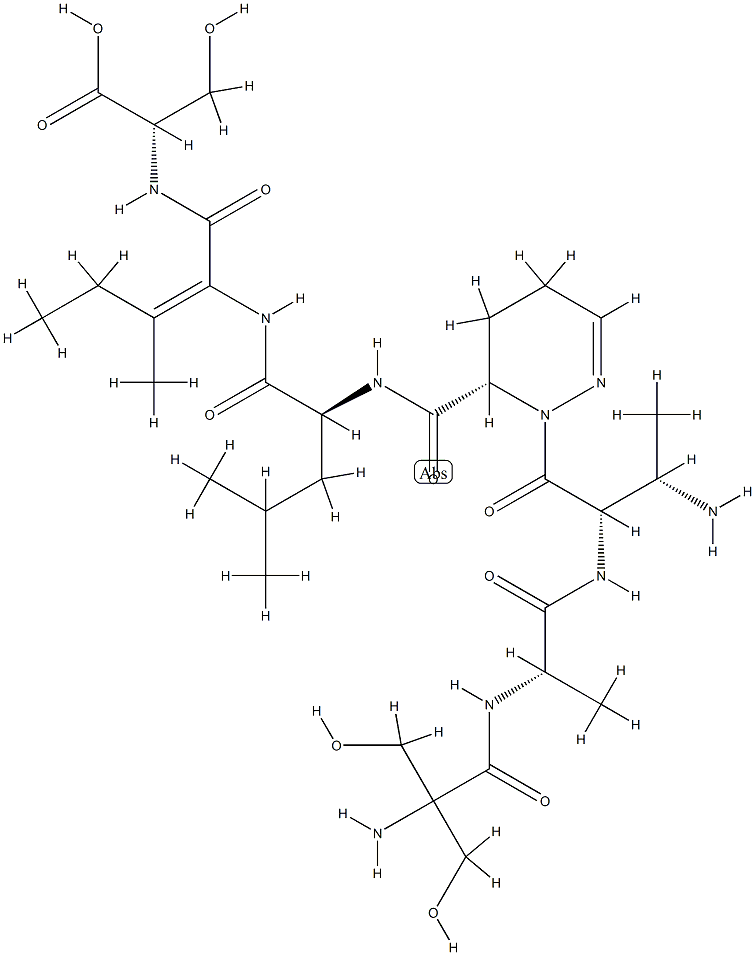 [2-[[[(6S)-1-[(3S)-N-(2-Hydroxymethyl Ser-L-Ala-)-3-amino-L-Abu-]-1,4,5,6-tetrahydropyridazin-6-yl]carbonyl-L-Leu-]amino]-3-methyl-2-pentenoyl]-L-Ser-OH 结构式