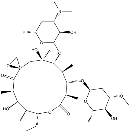 (3'S)-3'-Demethyl-8,19-epoxy-12-deoxyerythromycin 结构式