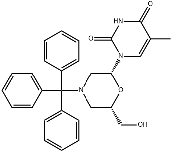 1-[(2R,6S)-6-(羟基甲基)-4-(三苯基甲基)-2-吗啉基]-5-甲基-2,4(1H,3H)-嘧啶二酮, 914361-76-5, 结构式