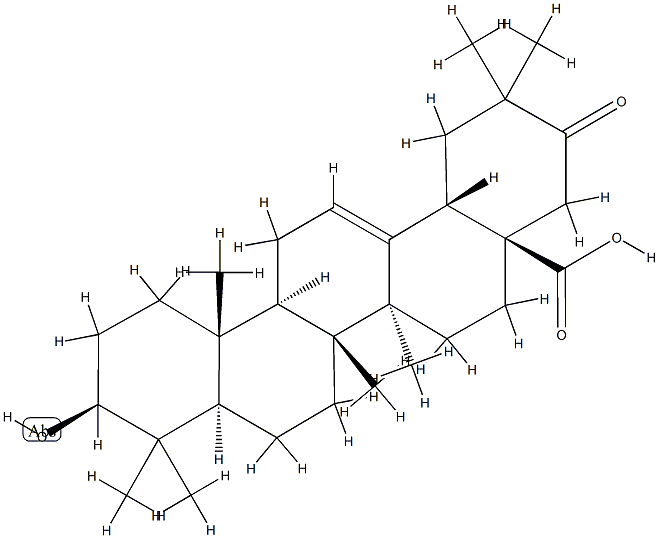 3β-Hydroxy-21-oxoolean-12-en-28-oic acid 结构式