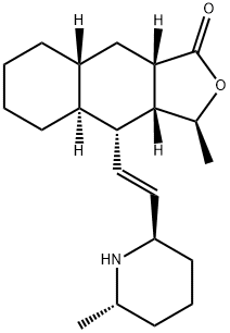 (3S)-3β-Methyl-4α-[(E)-2-[(2S)-6β-methyl-2α-piperidinyl]vinyl]-1,3,3aβ,4,4aα,5,6,7,8,8aβ,9,9aβ-dodecahydronaphtho[2,3-c]furan-1-one 结构式