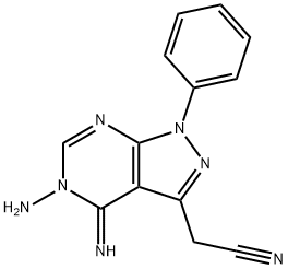 2-(4-amino-5-imino-9-phenyl-2,4,8,9-tetrazabicyclo[4.3.0]nona-2,7,10-t rien-7-yl)acetonitrile 结构式