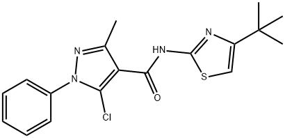 1H-Pyrazole-4-carboxamide,5-chloro-N-[4-(1,1-dimethylethyl)-2-thiazolyl]-3-methyl-1-phenyl-(9CI) 结构式