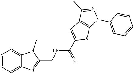 1H-Thieno[2,3-c]pyrazole-5-carboxamide,3-methyl-N-[(1-methyl-1H-benzimidazol-2-yl)methyl]-1-phenyl-(9CI) 结构式