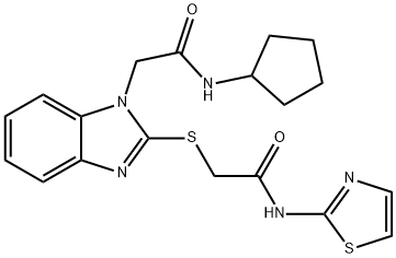 1H-Benzimidazole-1-acetamide,N-cyclopentyl-2-[[2-oxo-2-(2-thiazolylamino)ethyl]thio]-(9CI) 结构式