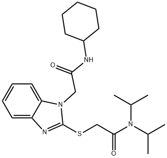 1H-Benzimidazole-1-acetamide,2-[[2-[bis(1-methylethyl)amino]-2-oxoethyl]thio]-N-cyclohexyl-(9CI) 结构式