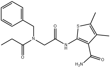 3-Thiophenecarboxamide,4,5-dimethyl-2-[[[(1-oxopropyl)(phenylmethyl)amino]acetyl]amino]-(9CI) 结构式
