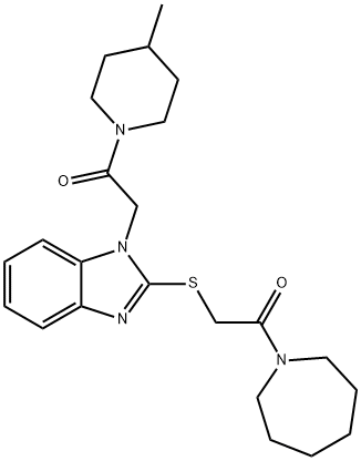 1H-Azepine,hexahydro-1-[[[1-[2-(4-methyl-1-piperidinyl)-2-oxoethyl]-1H-benzimidazol-2-yl]thio]acetyl]-(9CI) 结构式