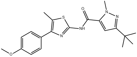1H-Pyrazole-5-carboxamide,3-(1,1-dimethylethyl)-N-[4-(4-methoxyphenyl)-5-methyl-2-thiazolyl]-1-methyl-(9CI) 结构式