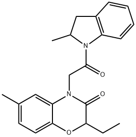 1H-Indole,1-[(2-ethyl-2,3-dihydro-6-methyl-3-oxo-4H-1,4-benzoxazin-4-yl)acetyl]-2,3-dihydro-2-methyl-(9CI) 结构式