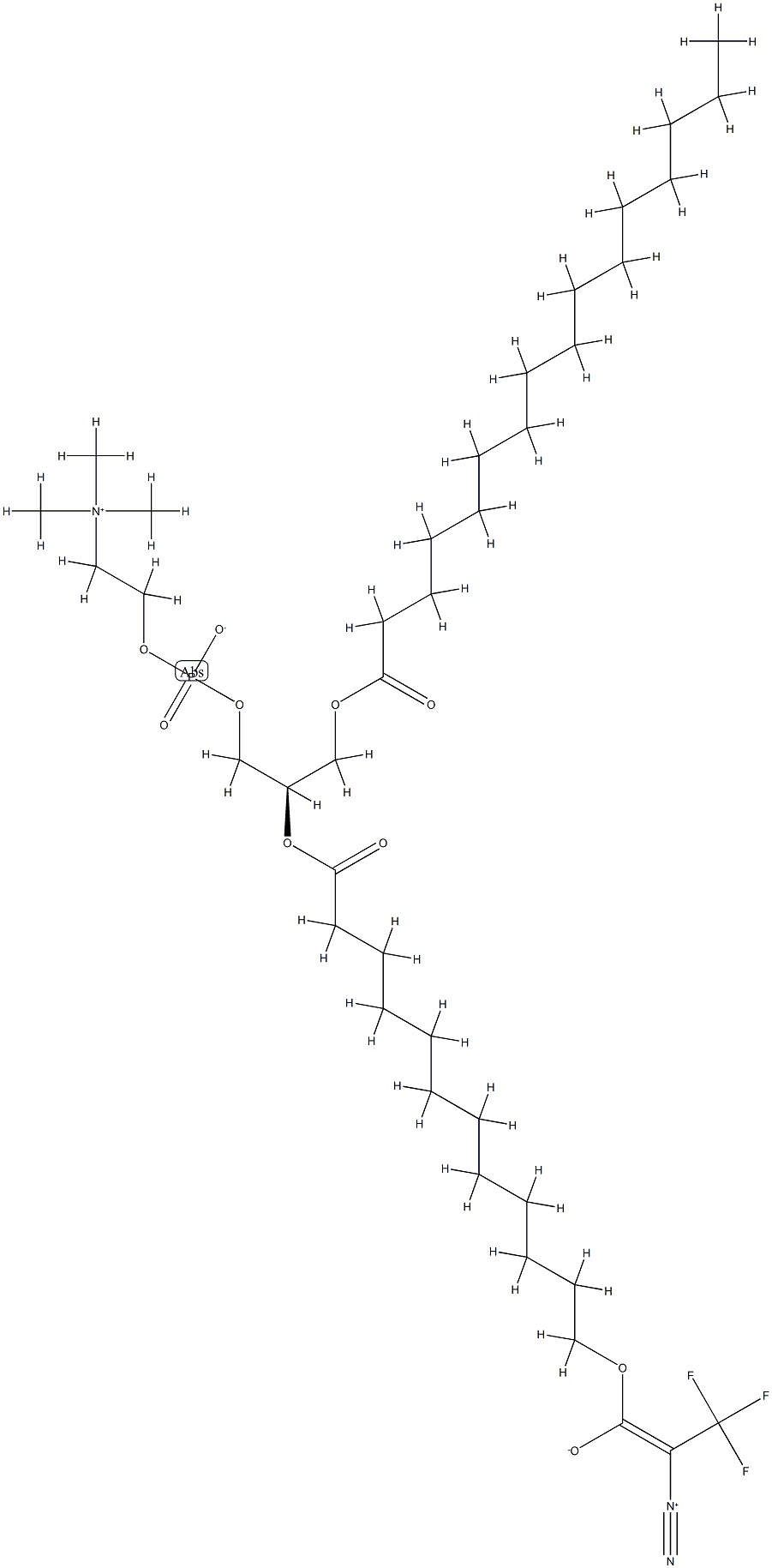 1-palmitoyl-2-omega-(2-diazo-3,3,3-trifluoropropionyloxy)lauroyl-sn-glycero-3-phosphocholine 结构式