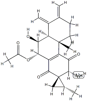 (1S,2R)-10'β-Acetoxy-3',4',4'b,5',6',7',8',8'aβ,9',10'-decahydro-3'β,9'α-dihydroxy-2,4'bα-dimethyl-7',8'-bis(methylene)spiro[cyclopropane-1,2'(1'H)-phenanthrene]-1',4'-dione 结构式