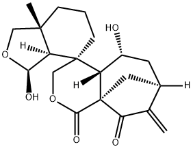 (3S,3aR,4R,4'aβ,7'α,7aR,9'aα)-3,3a,5,5',6,6',7,7',7a,8'-Decahydro-3,5'α-dihydroxy-7a-methyl-8'-methylenespiro[isobenzofuran-4(1H),4'(3'H)-[1H-7,9a]methanocyclohepta[c]pyran]-1',9'(4'aH)-dione 结构式