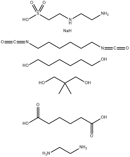 己二酸与2-[(2-氨乙基)氨基]乙磺酸单钠盐、1,6-二异氰酸根合己烷、2,2-二甲基-1,3-丙二醇、1,2-乙二胺和1,6-己二醇的聚合物, 67815-81-0, 结构式