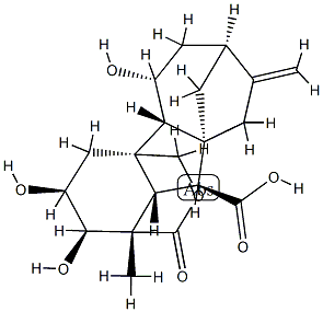 1α,4aα-(Carbonyloxymethylene)-2β,3β,5α-trihydroxy-1β-methyl-8-methylenegibbane-10β-carboxylic acid 结构式