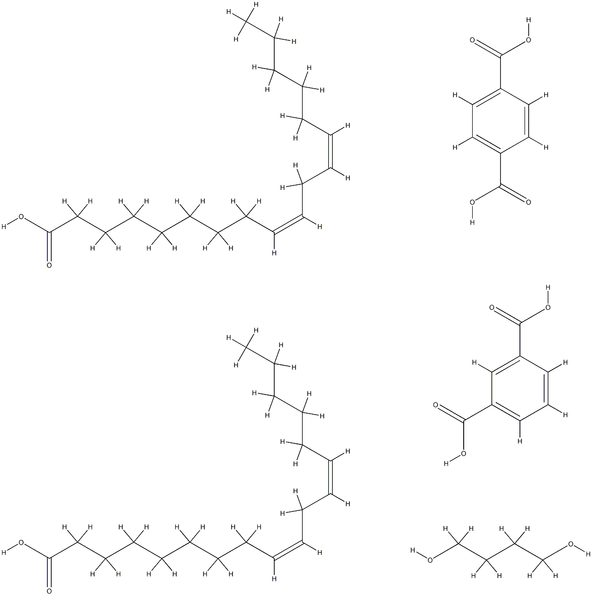 1,3-Benzenedicarboxylic acid, polymer with 1,4-benzenedicarboxylic acid, 1,4-butanediol and (Z,Z)-9,12-octadecadienoic acid dimer 结构式