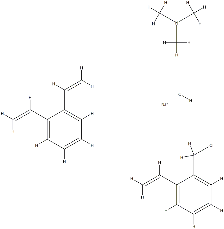 (N,N-二甲基甲胺与(氯甲基)乙烯苯、二乙烯苯的聚合物)和氢氧化钠的反应产物, 68512-03-8, 结构式