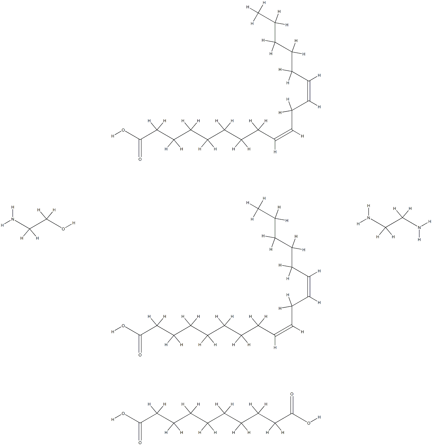 Decanedioic acid, polymer with 2-aminoethanol, 1,2-ethanediamine and (Z,Z)-9,12-octadecadienoic acid dimer 结构式