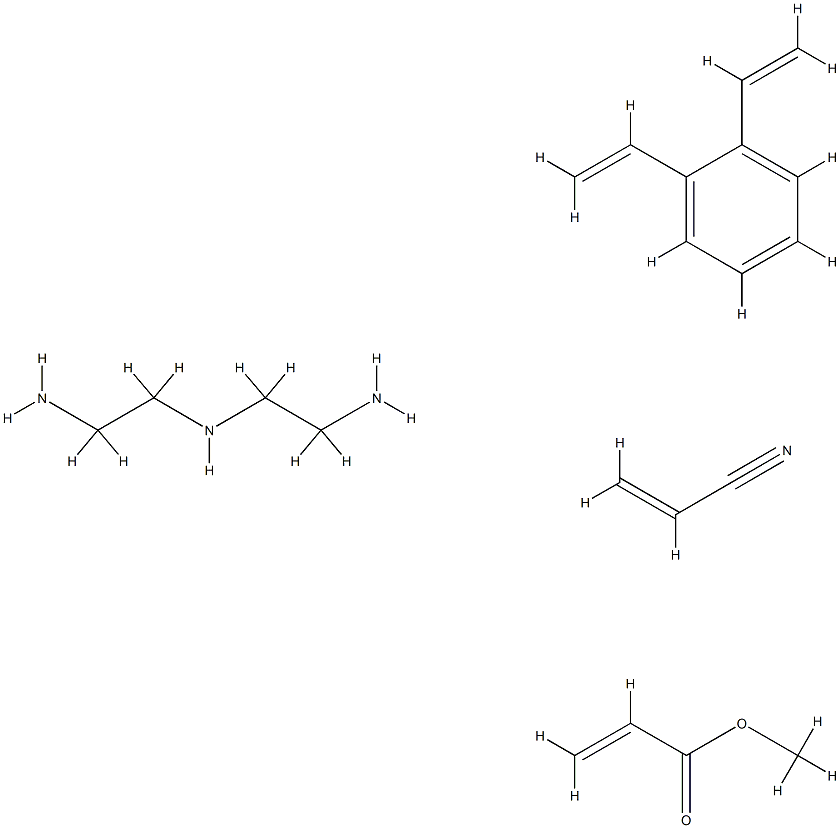 N-(2-aminoethyl)ethane-1,2-diamine: 1,2-diethenylbenzene: methyl prop- 2-enoate: prop-2-enenitrile 结构式