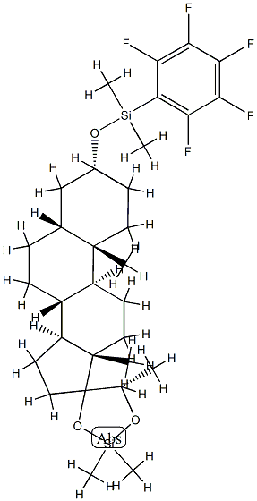 (5'S)-3α-[[Dimethyl(pentafluorophenyl)silyl]oxy]-2',2',5'-trimethylspiro[5β-androstane-17,4'-[1,3]dioxa[2]silacyclopentane] 结构式