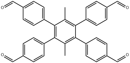 4',5'-bis(4-formylphenyl)-3',6'-dimethyl-[1,1':2',1''-terphenyl]-4,4''-dicarbaldehyde 结构式
