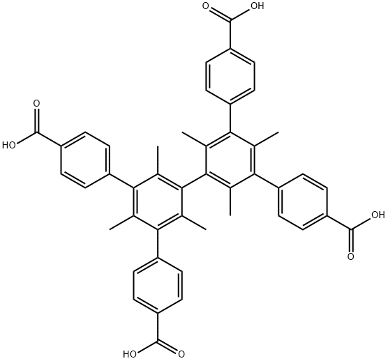 [1,1':3',1'':3'',1'''-Quaterphenyl]-4,4'''-dicarboxylic acid, 5',5''-bis(4-carboxyphenyl)-2',2'',4',4'',6',6''-hexamethyl- (9CI) Struktur