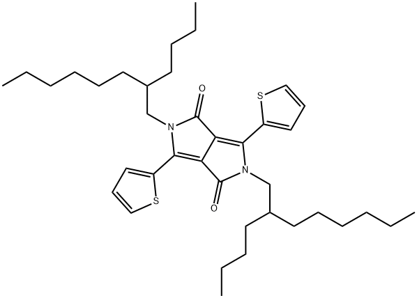 2,5‐bis(2‐butyloctyl)‐
3,6‐di(thiophen‐2‐
yl)pyrrolo[3,4‐
c]pyrrole‐1,4(2H,5H)‐
dione Structure