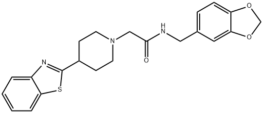 1-Piperidineacetamide,N-(1,3-benzodioxol-5-ylmethyl)-4-(2-benzothiazolyl)-(9CI) 结构式