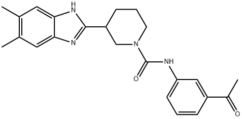 1-Piperidinecarboxamide,N-(3-acetylphenyl)-3-(5,6-dimethyl-1H-benzimidazol-2-yl)-(9CI) 结构式