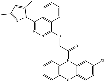 10H-Phenothiazine,2-chloro-10-[[[4-(3,5-dimethyl-1H-pyrazol-1-yl)-1-phthalazinyl]thio]acetyl]-(9CI) 结构式