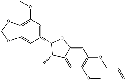 6-[(2R)-2,3-Dihydro-5-methoxy-3β-methyl-6-(2-propenyloxy)benzofuran-2β-yl]-4-methoxy-1,3-benzodioxole 结构式